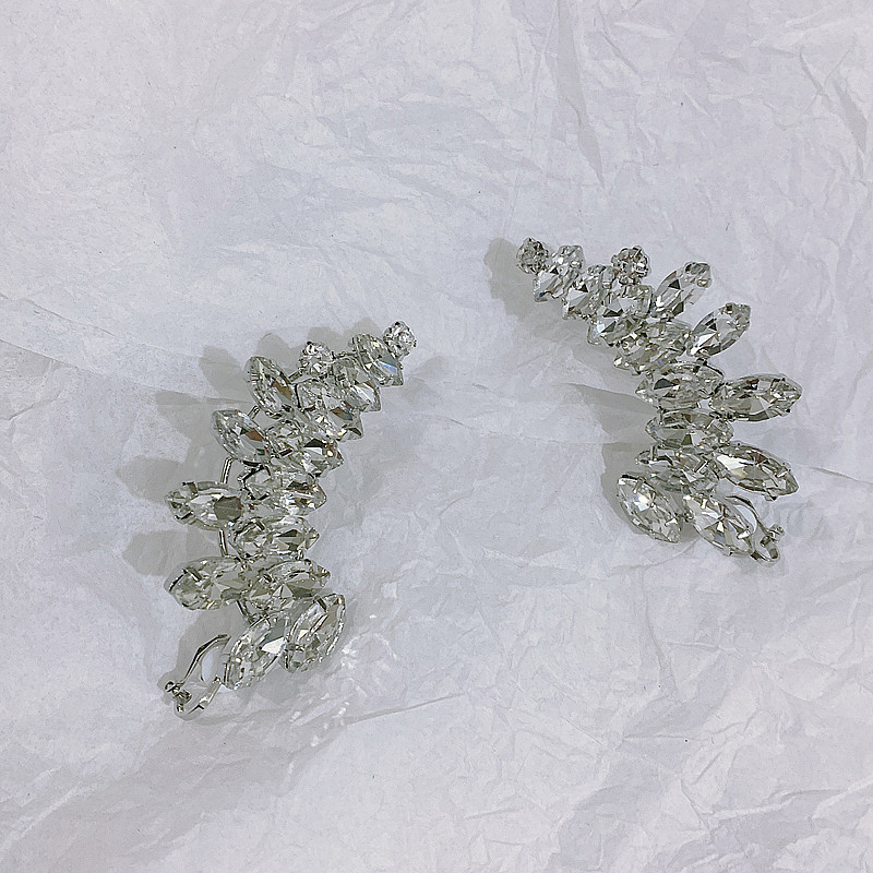 Europäische Und Amerikanische Übertriebene Blinkende Volle Diamant Flügel Ohr Knögel Ohrringe Integrierte Ohrringe Frauen 2019 Neue Koreanische Ohrringe display picture 2