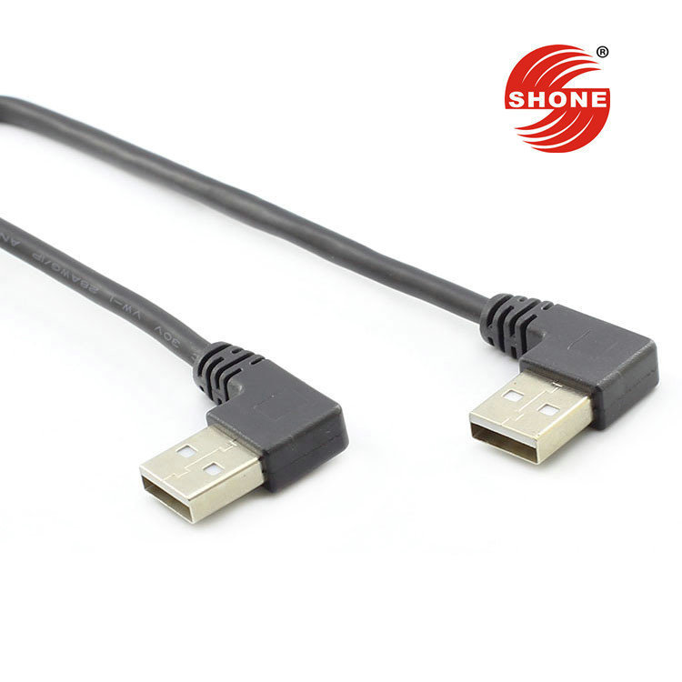 厂家供应 USB公对公数据线 弯头 左弯对右弯双弯头USB共享线纯铜