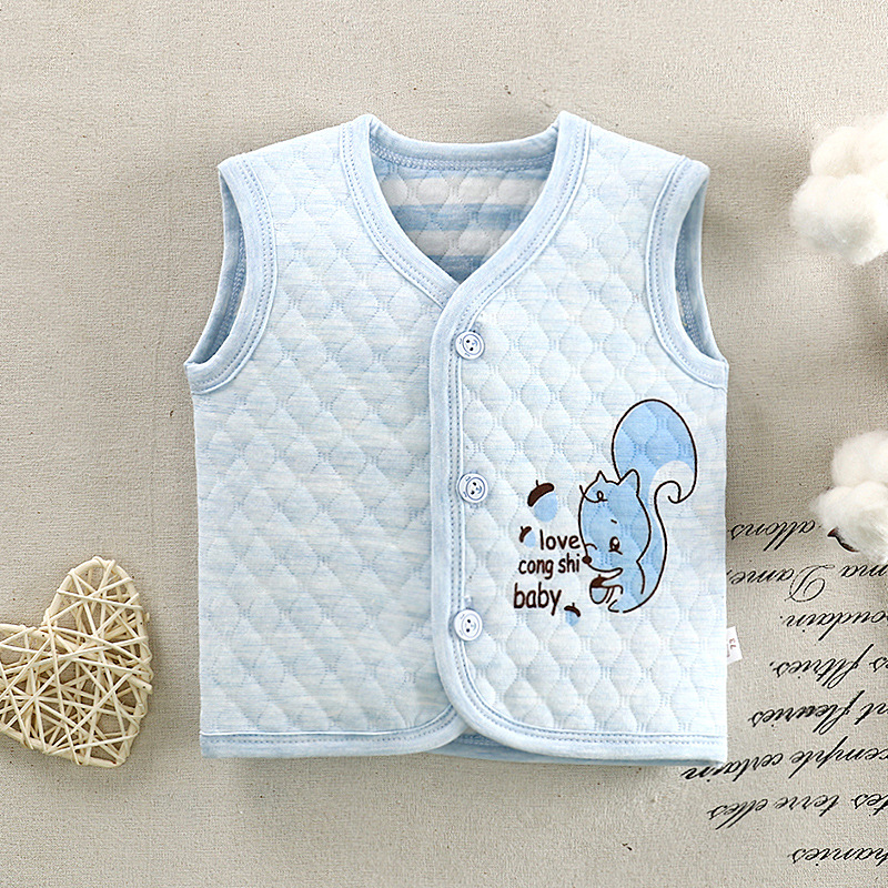 baby Cardigan Vest pure cotton keep warm Autumn and winter thickening baby Sleeveless jacket Boys Female baby vest Cotton clip wholesale