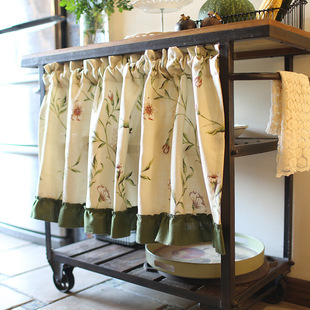American Country Garden Branches and Vine Half Curtain Short Curtain Door Curtain Wearing Rod Curtain Coffee Curtain Foreign Country Curtain