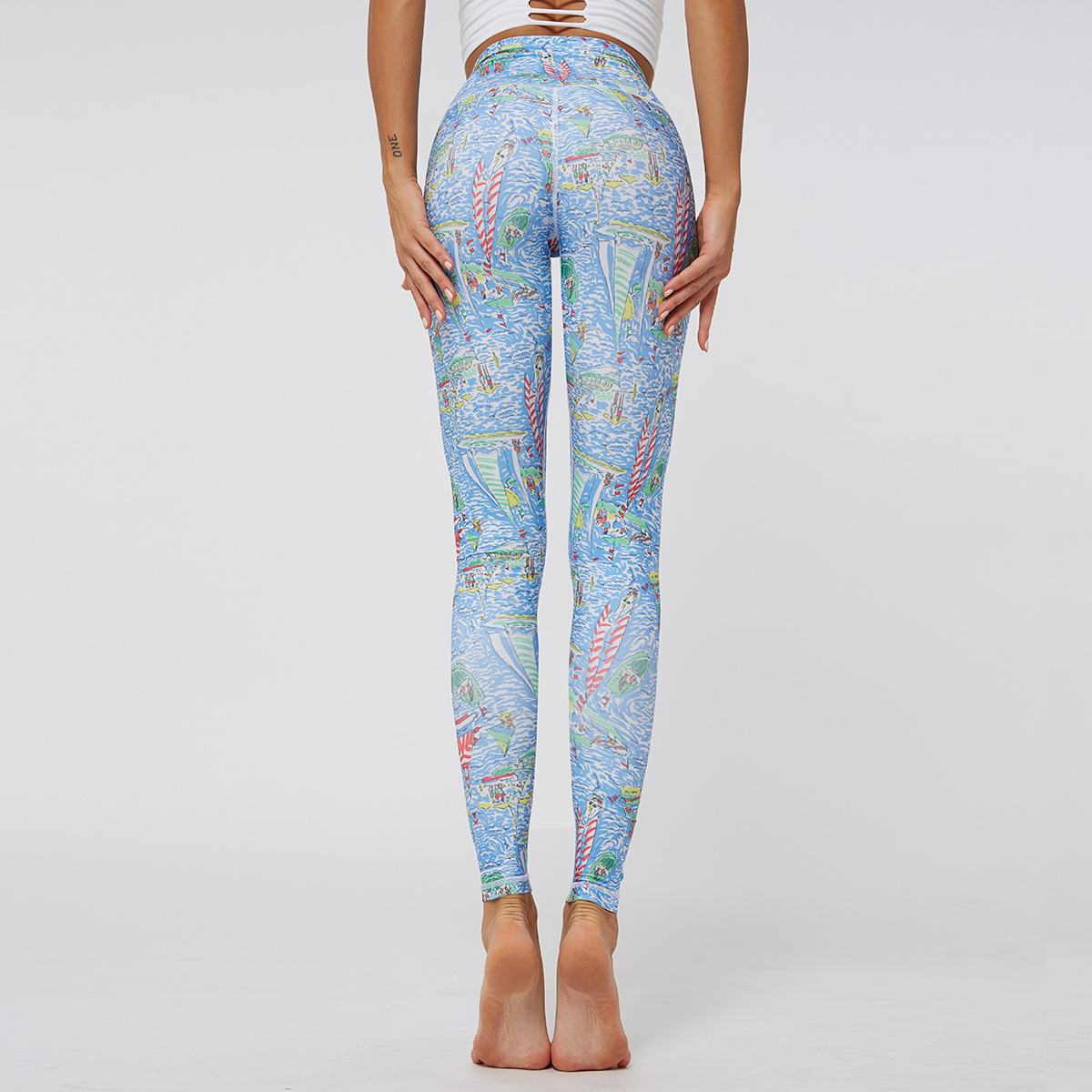 printing high-waist stretch sports yoga pants NSNS47320