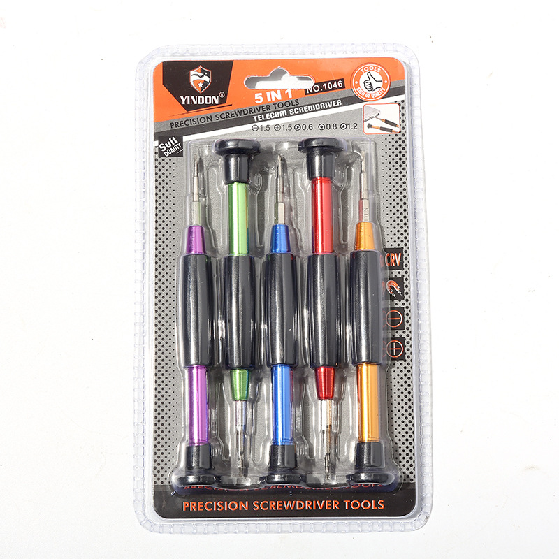 Juego de destornillador de doble burbuja de aleación de aluminio de 5 piezas de un solo uso herramienta de reparación de teléfonos móviles destornillador de precisión mango de metal