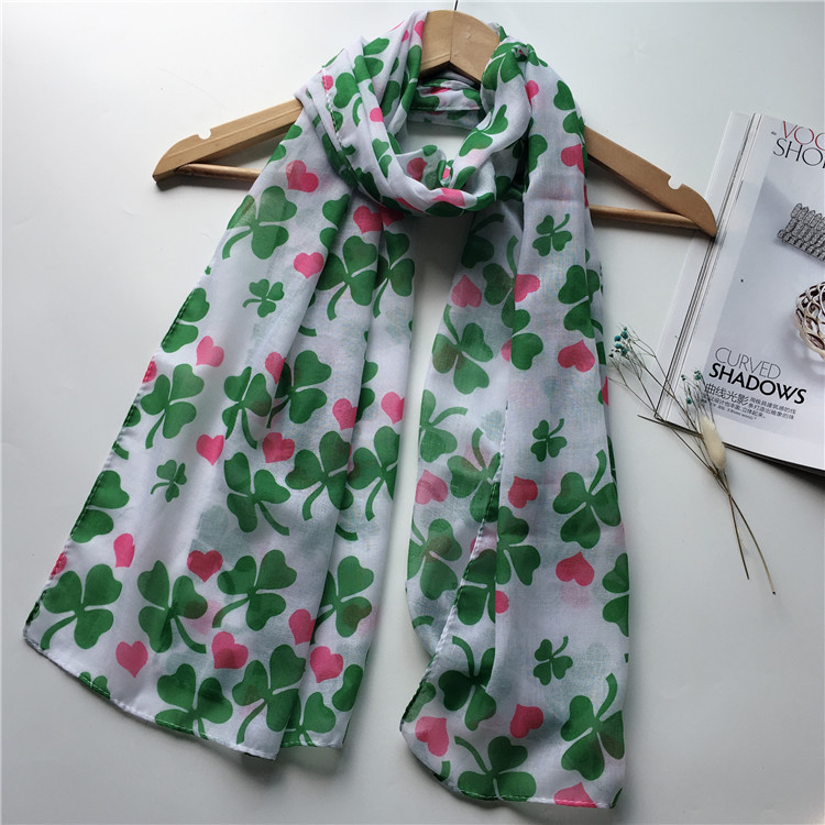 Unisexe Style Ig Trèfle Forme De Cœur Polyester Impression Foulard display picture 2