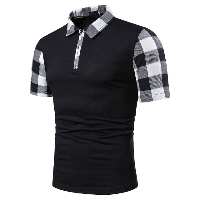 Men's Short Sleeve T-Shirt Neck Sleeve Arms Large Plaid 