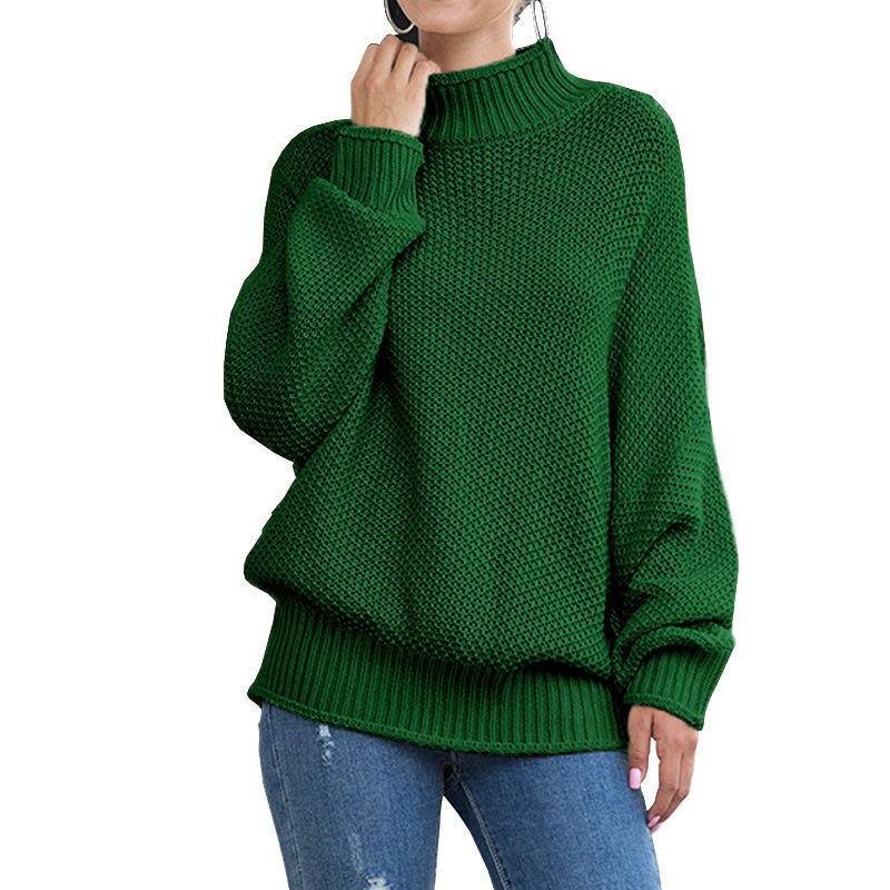 Suéter de punto grueso de exportación europeo y americano para mujer, éxito de ventas en Amazon para otoño e invierno 2025, con bordes enrollados y mangas de murciélago, YW1008