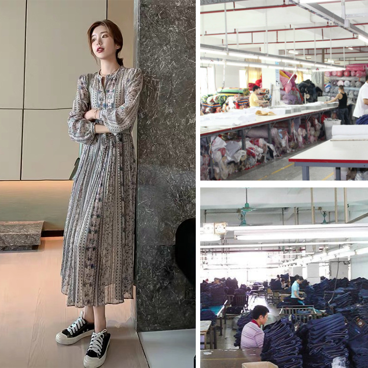 雪紡連衣裙純色秋季韓版2019新品梭織長裙女裝小批量來圖定制加工