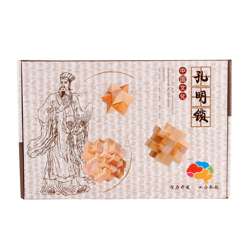 Children's leisure educational wooden toys Kongming lock Luban lock six-piece set unlocking toys wholesale