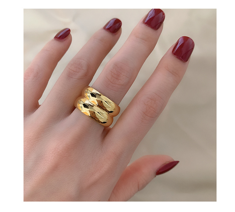 Titanium Steel Material Geometric Pattern Elegant Retro Lady Geometric Titanium Steel Plating 18k Gold Plated Rings
