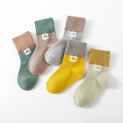 2020 new pattern pure cotton Children's socks Autumn and winter Thick section baby Socks Versatile star Child Socks wholesale Manufactor