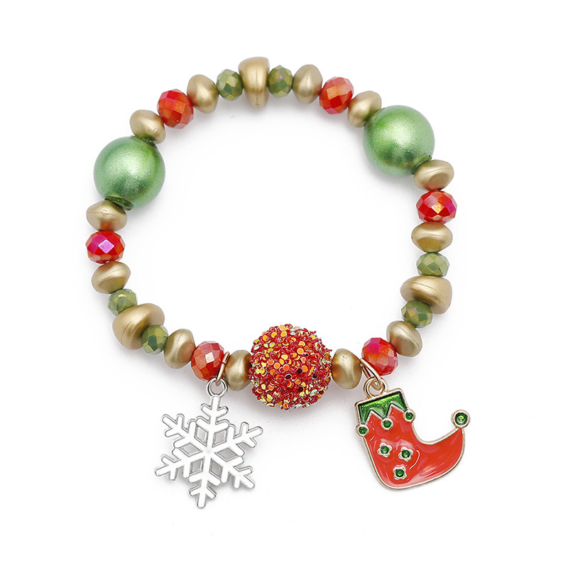 Großhandel Schmuck Weihnachten Schneemann Weihnachtsmann Anhänger Farbe Perlen Armband Nihaojewelry display picture 2
