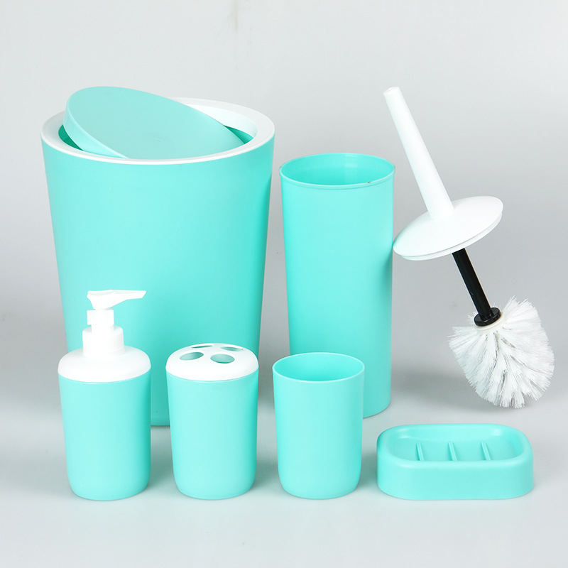 Juego de baño de lavado de color sólido de seis piezas, exclusivo transfronterizo para comercio exterior, set de baño en caja de color