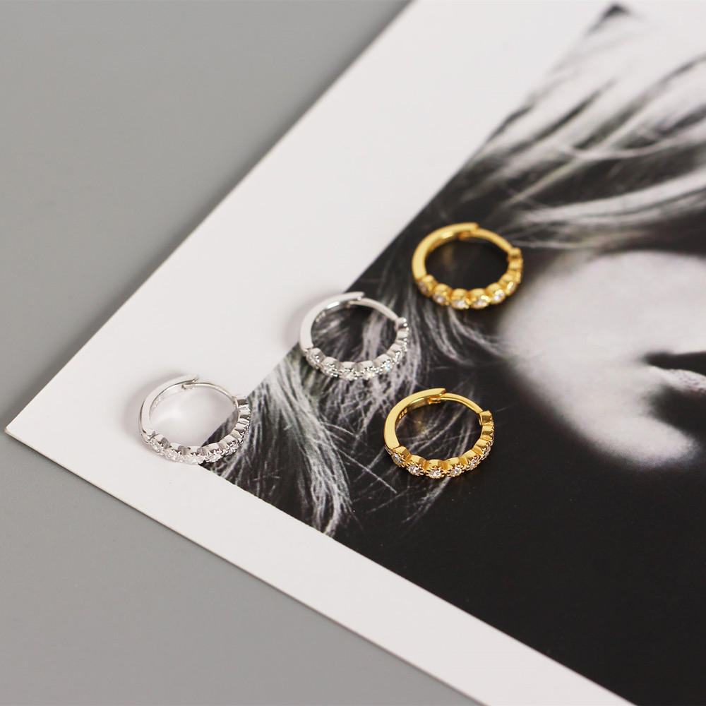 Geometric Fashion 925 Sterling Silver Gem Diamond Earrings display picture 6