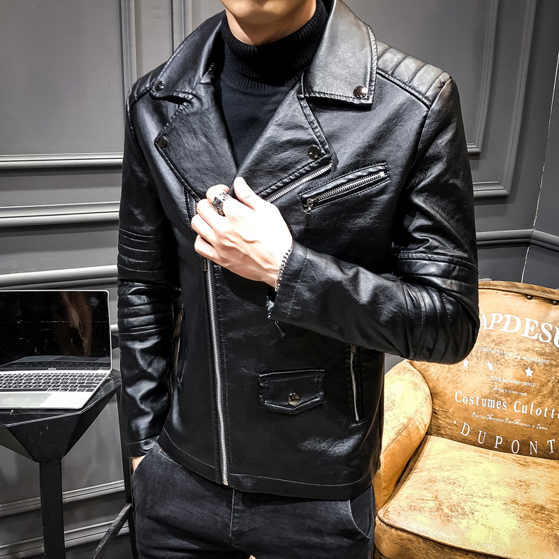 2019春秋新款男式皮夹克外套韩版修身机车服男士薄款休闲pu皮衣男
