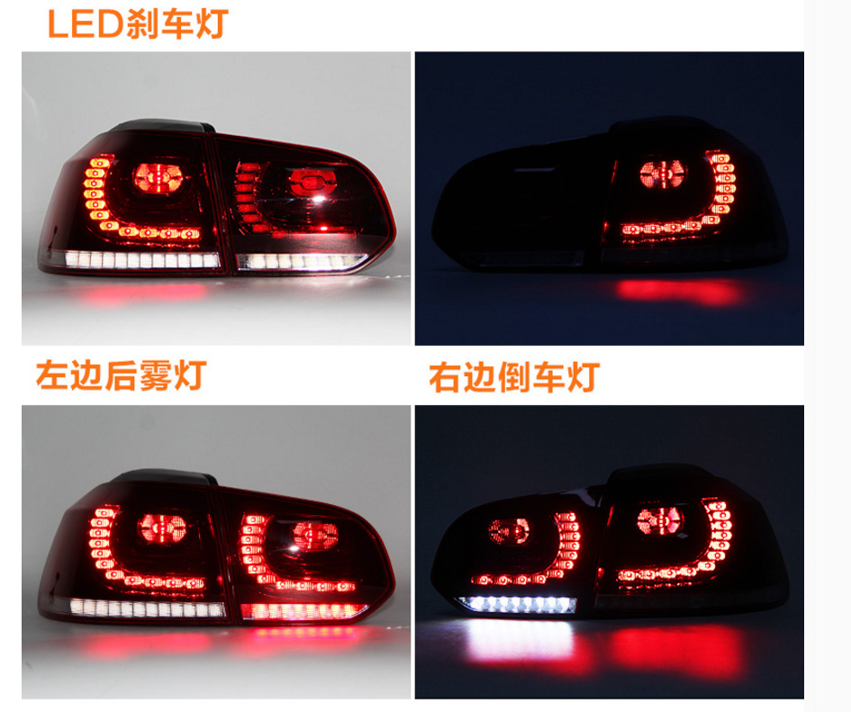 (2개) 골프 6 테일 라이트 높은 6GTI 수정 R20 테일 라이트 수정 LED 스트리머 흐름 슈퍼 밝은