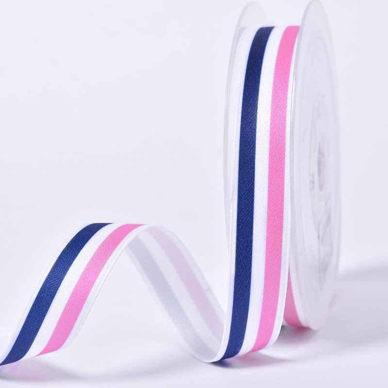 Yao Ming cinta de algodón de poliéster cinta a rayas DIY accesorios para el cabello material rojo, blanco y azul cinta de tres colores ropa accesorios textiles