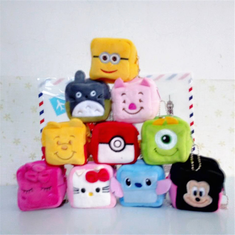 Thickened Japanese and Korean Style Cute Women's Plush Coin Purse Coin Bag Cartoon Totoro Key Bag Square