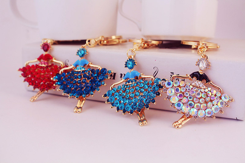 39g Weight Alloy, Metal Material Angel Pattern Unisex Gender Lake Blue, White, Red Color Ballet Girl Metal Pendant Keychain 无