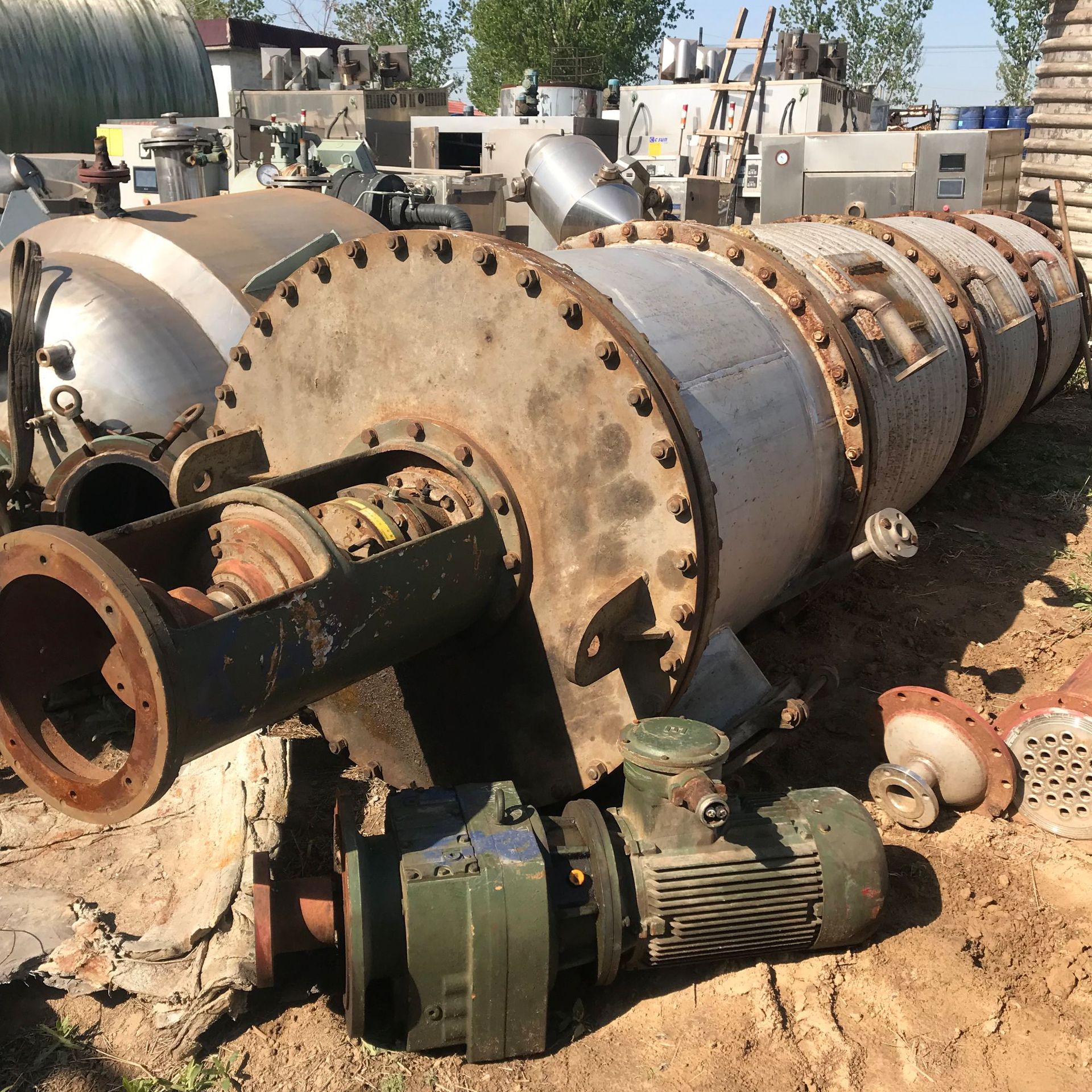 二手薄膜蒸发器 二手15平方刮板薄膜蒸发器 二手外盘管薄膜蒸发器