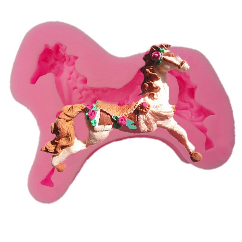 翻糖烘培蛋糕模具 旋转木马硅胶巧克力模飞马粘土蛋糕工具