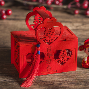 Creative candy box Chinese style wedding Chinese style wooden hollow wedding candy gift box wedding candy packaging box