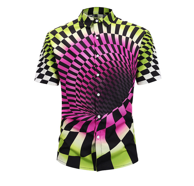 New shirt Loose Short Sleeve Hallucination Vortex 3D Printed Shirt 