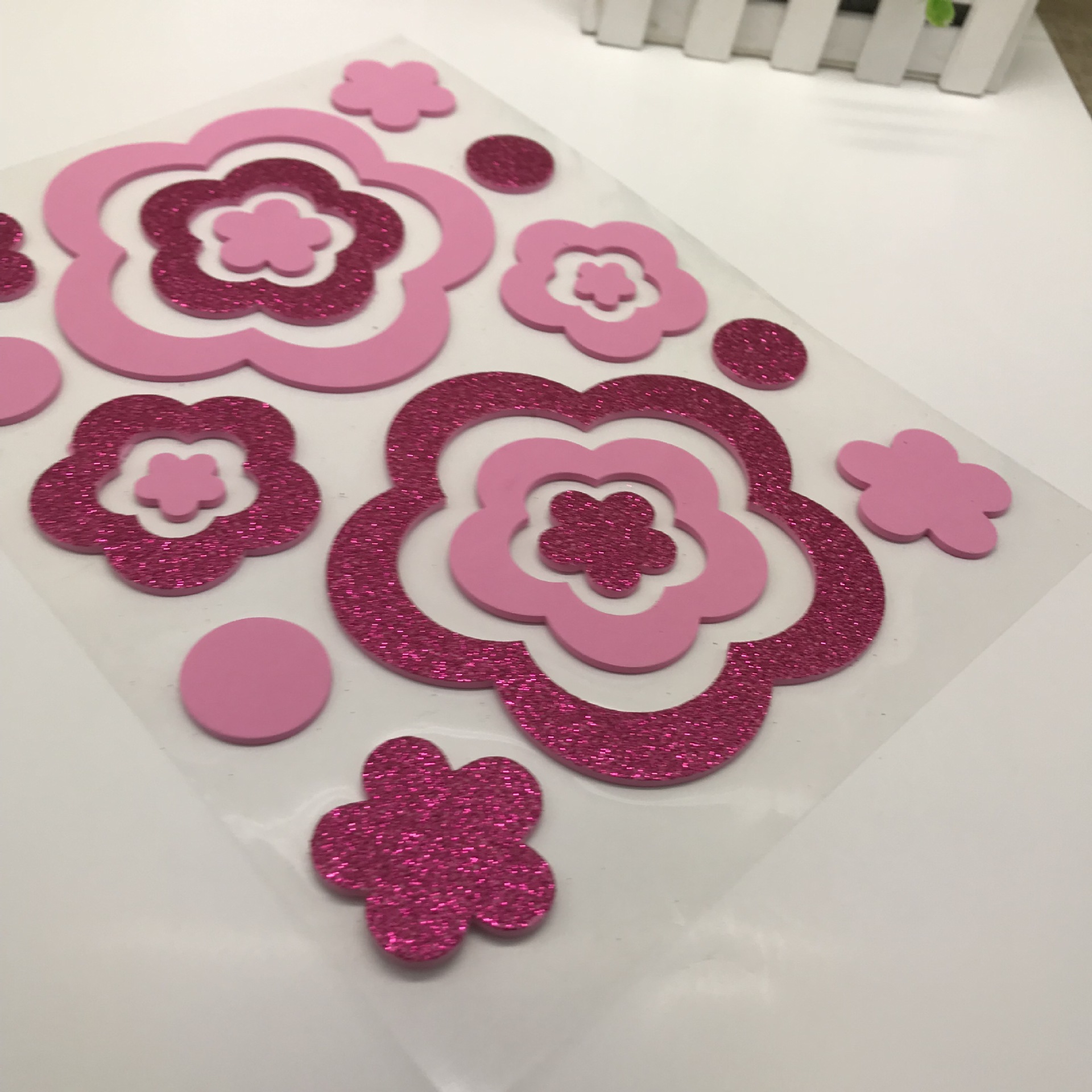 定制花朵图案EVA情人节DIY金葱粉贴纸套装