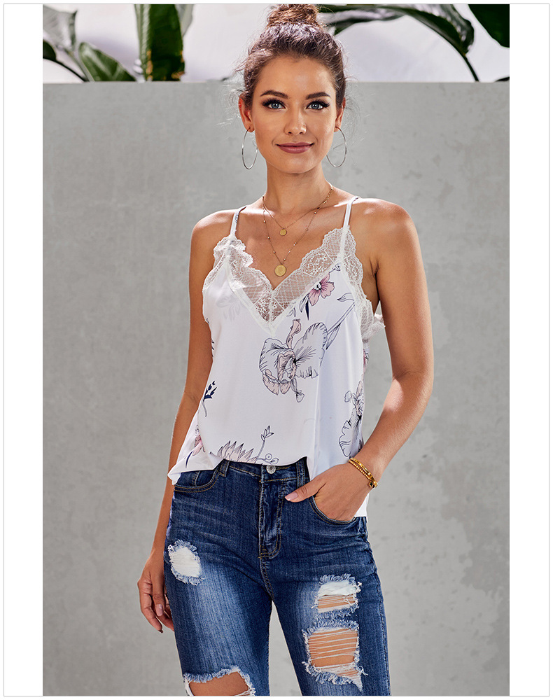 lace sling bottoming vest women s loose snake print top NSSI2554