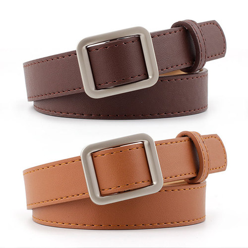 No-hole square buckle women's belt, simple and versatile, needle-free retro fashion belt for women, Korean style student belt