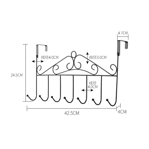 Creative European style door back hook, nail-free door back storage, traceless coat rack, wall hanging clothes rack, traceless hook