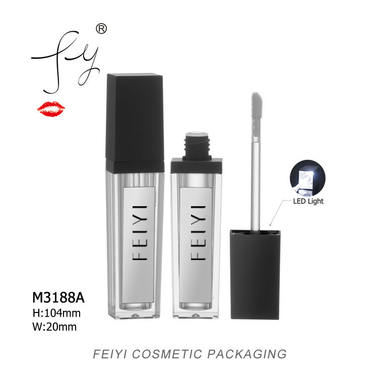 简约方型唇彩管 高档注塑带镜带LED灯 畅销欧美款唇彩液瓶 M3188A