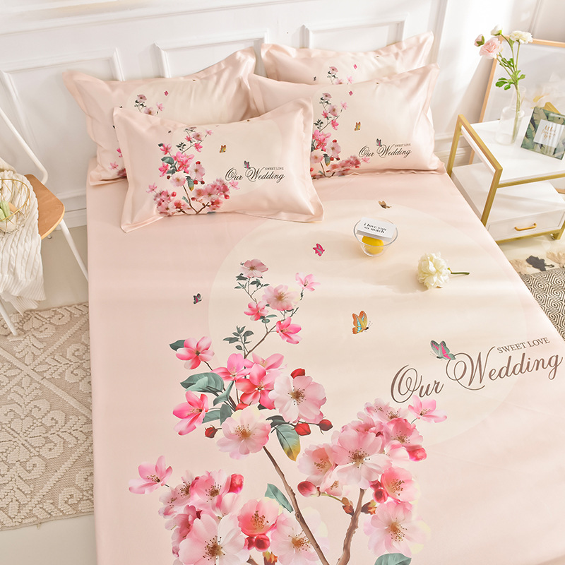 休閑系列大版卡通印花冰絲涼席空調席三件套床笠款