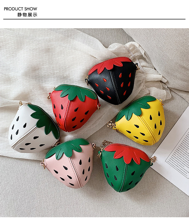 Children's bags, strawberry chain crossbody bags, cute babies, little girls, coin purges, mini accessories, fruit backpacks, trend undefined