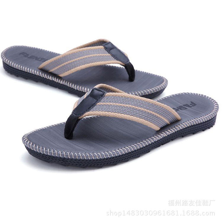 Men Summer Stripe Flip Flops Shoes Sanda...