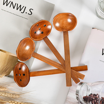 味千拉面同款木勺竹柄龟甲勺日式汤面勺火锅专用捞勺木质餐具批发|ms