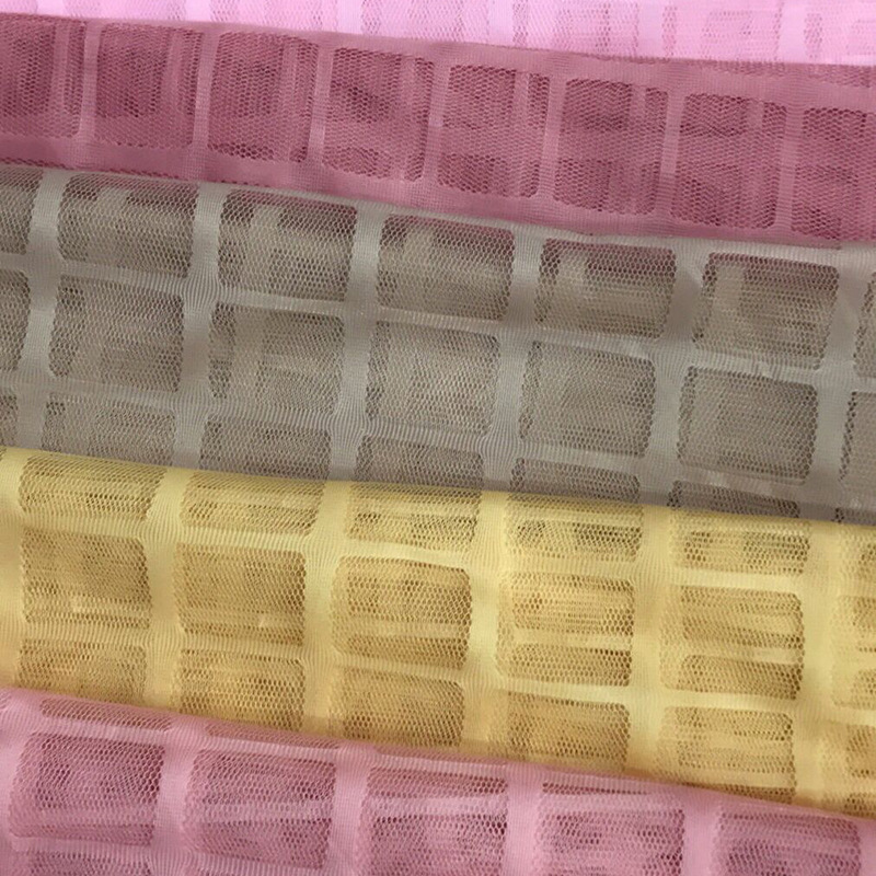 热销爆款加工几何方块婚纱礼服窗帘装饰布网纱面料多色 厂家直销