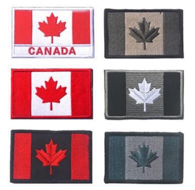 Cloth stickers, embroidered labels, 3D badge embroidery direct supply of various multi-color Canadian flag Velcro embroidered labels