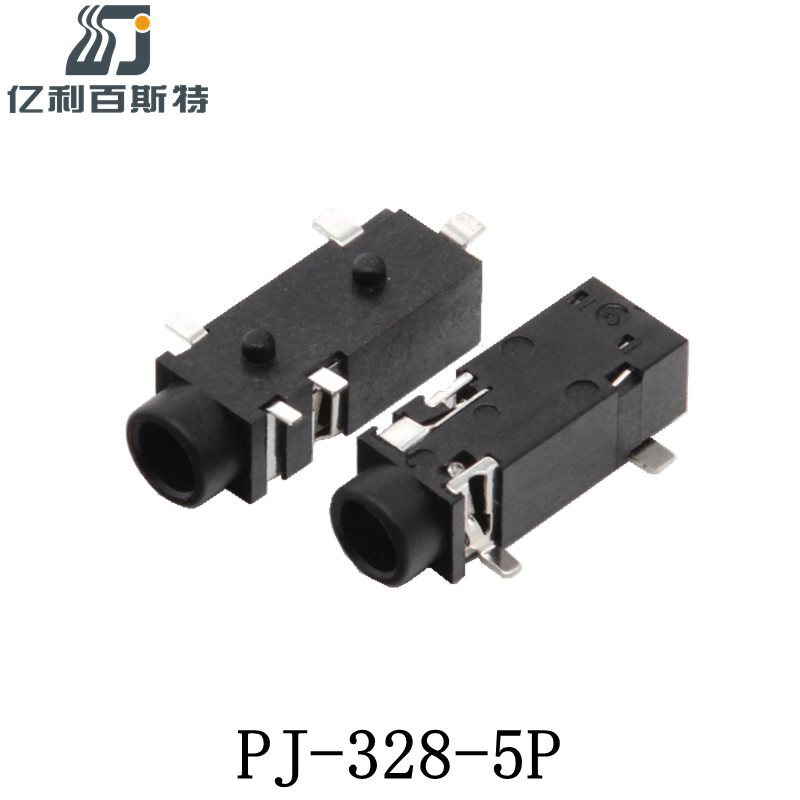 厂家供应PJ-328系列耐高温耳机插座铜脚5P带开关多功能音频插座