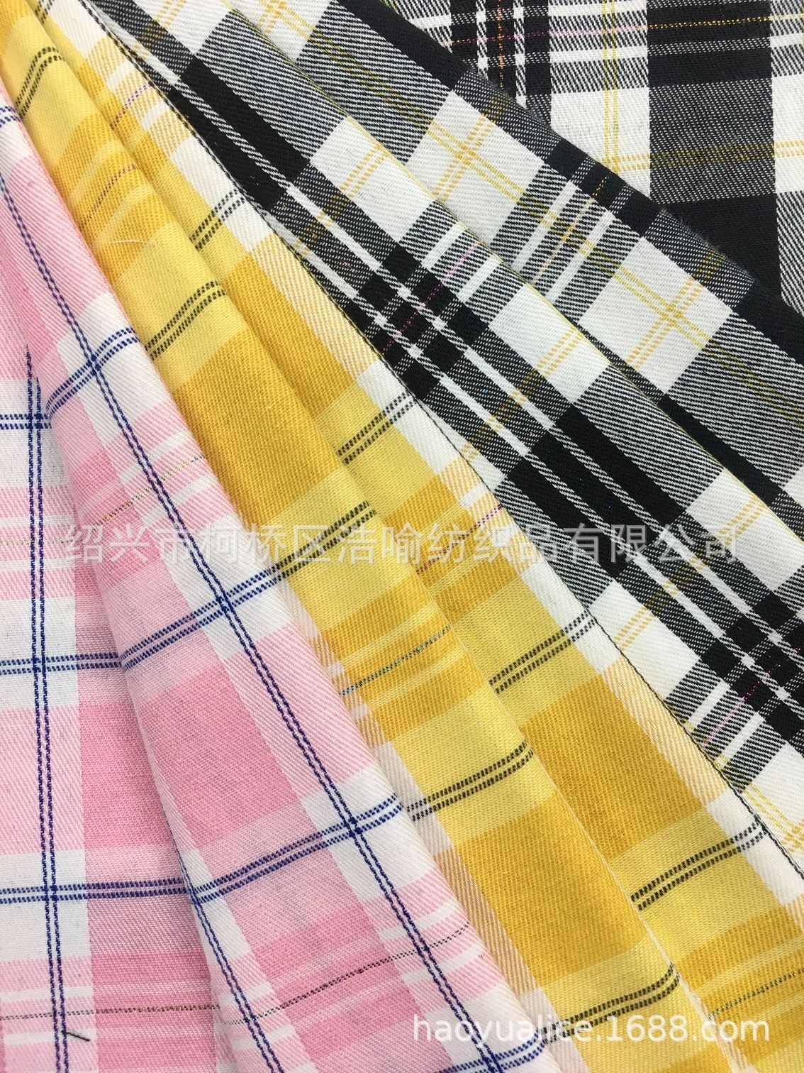 现货供应金银丝色织格子 女装衬衣面料