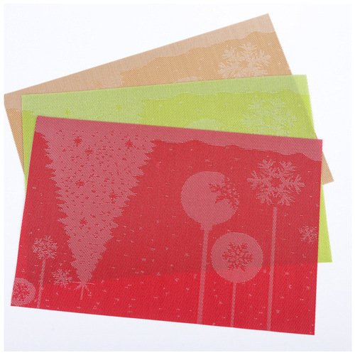 Large Red Christmas Pattern Square PVC Insulated Coaster Non-slip Western Dinnerware Table Mat