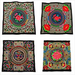 外貿貨源 廠家牡丹刺繡小圓圈方片少數民族風 箱包牛仔輔料繡花