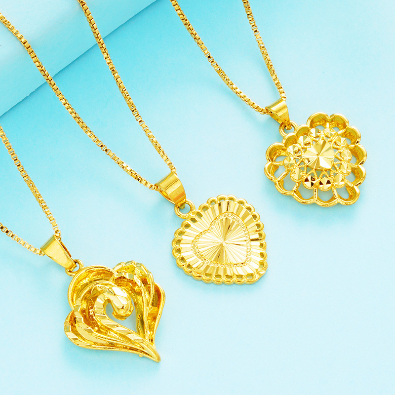 Accesorios transfronterizos nuevo Vietnam oro melocotón corazón colgante mujer Europea oro amor collar imitación oro joyería de la boda