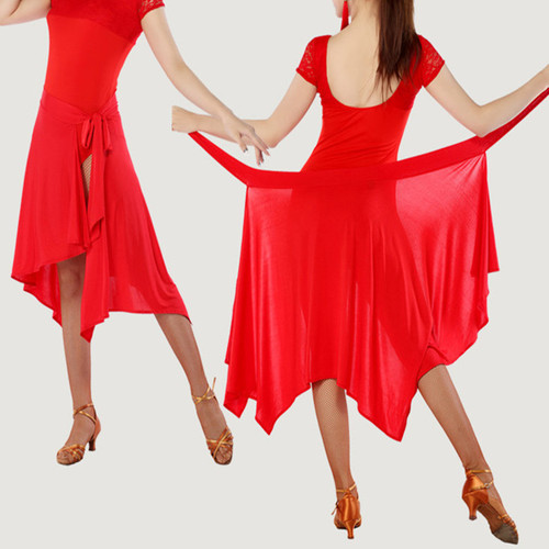 Promotional Latin Dance Skirt with Belt, Short Skirt Square Dance Adult Women's Half Skirt Practice Performance Suit Hip Sash