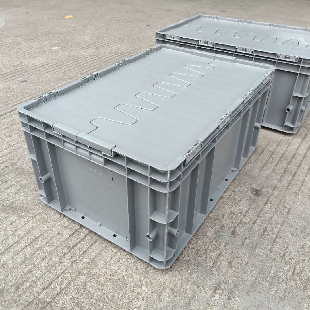 斜插式灰色箱560*380*330堆叠储物箱仓库密封运输周转物流箱加厚