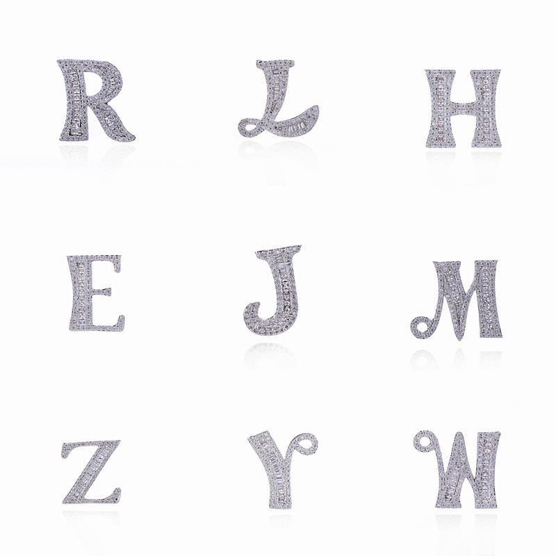 copper earrings with letters with zircon