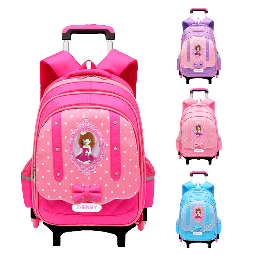 2020新款小學生拉杆書包女韓版兒童減負雙肩背包六輪廠家壹件代發