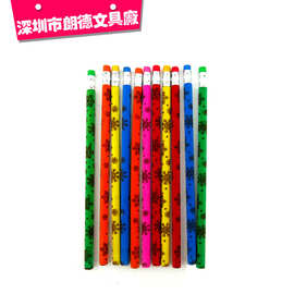 包布植绒铅笔 19cm带橡皮擦雪花图案HB练字铅笔 学生考试用笔