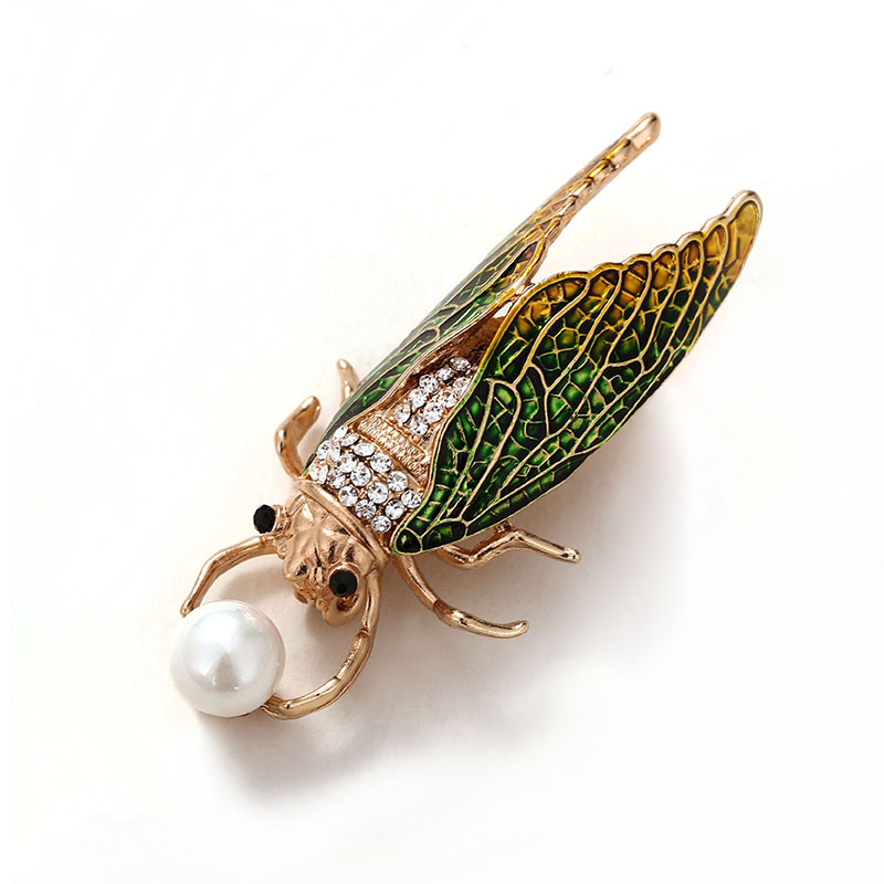 Retro Insect Alloy Enamel Plating Inlay Rhinestones Pearl Unisex Brooches display picture 4