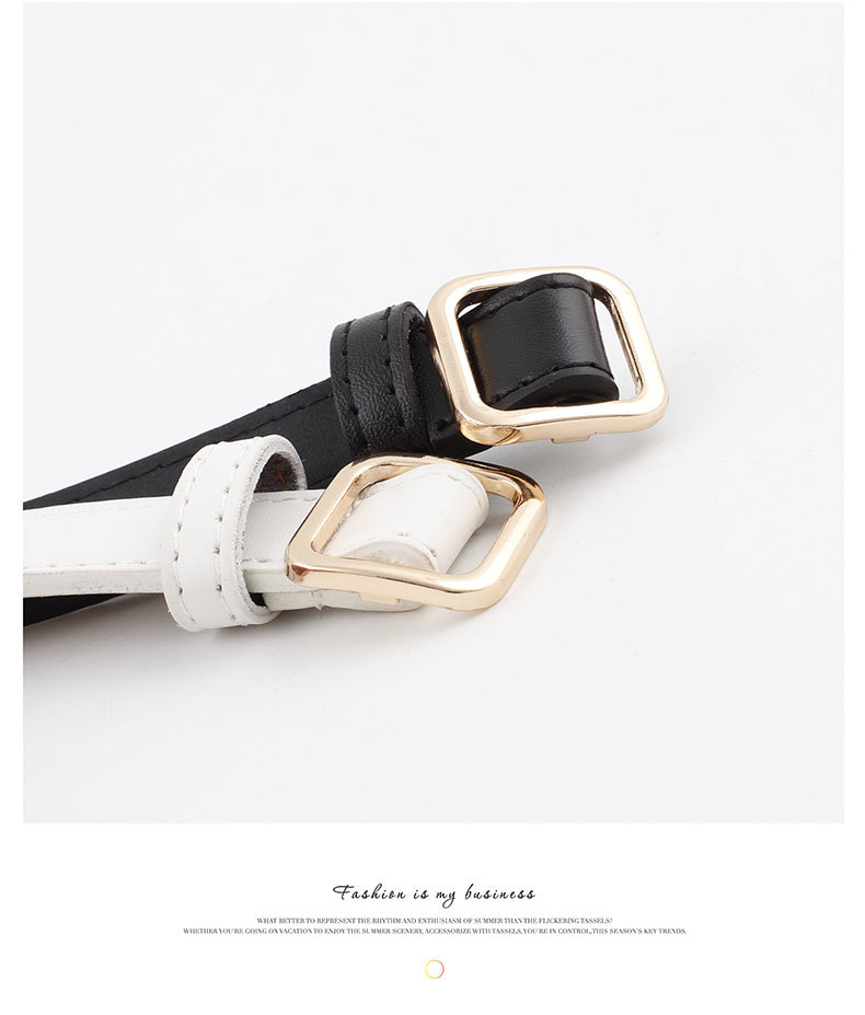 New Square Buckle Ladies Small Belt Wild Fashion Needle-free Punch-free Thin Belt Women display picture 10