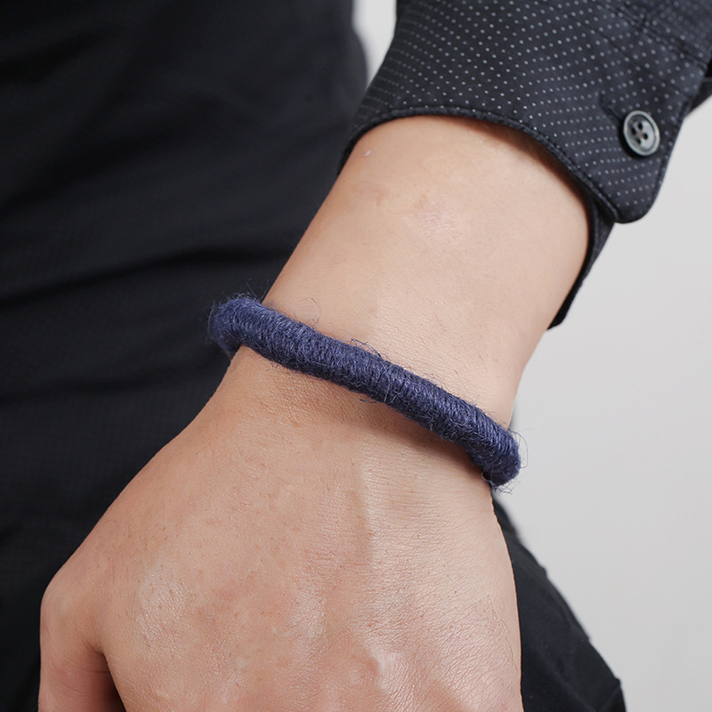 Vintage hemp woven leather bracelet