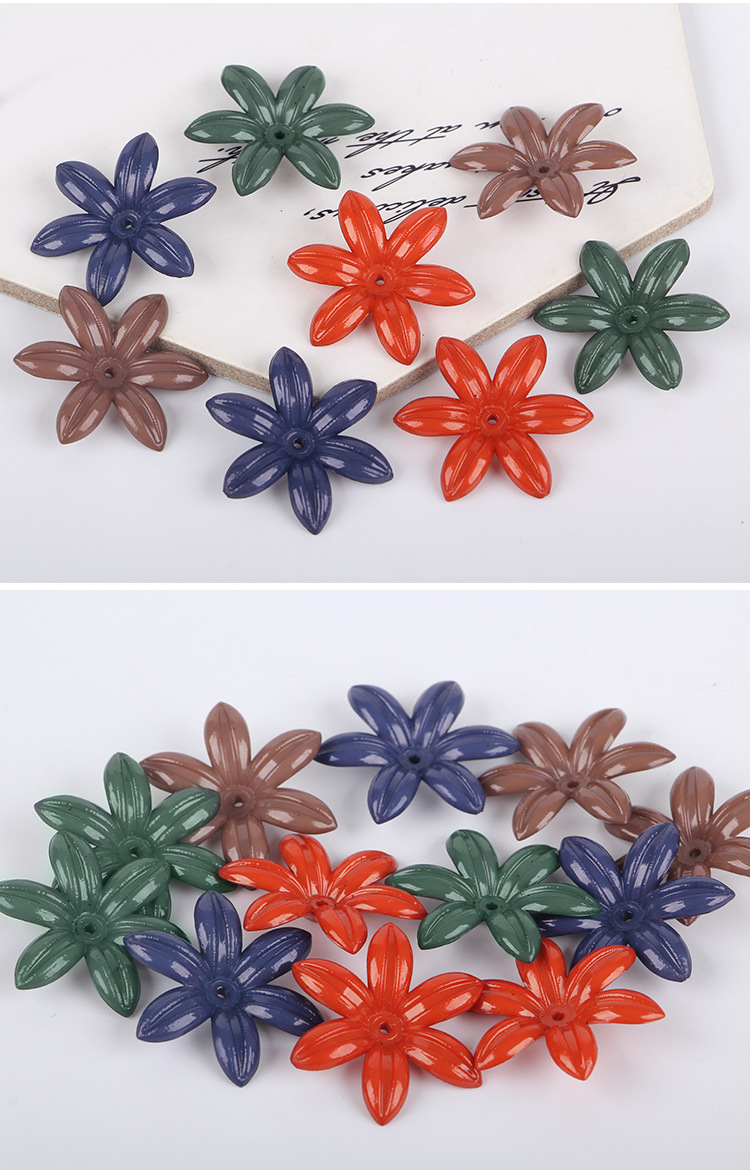 Autumn and winter color mid-hole five-petal spray-painted flower diy factory direct sales hair accessories, hairpins, ancient ornaments, versatile accessories, flower petals wholesale detail image 6